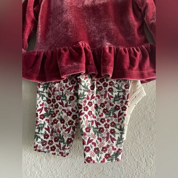 NWT Carter’s Baby girl 3-piece Pink velvet floral set size 0-3 months 0-3M - Picture 9 of 9